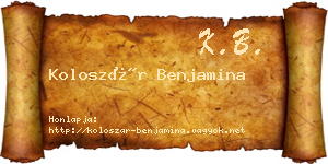 Koloszár Benjamina névjegykártya
